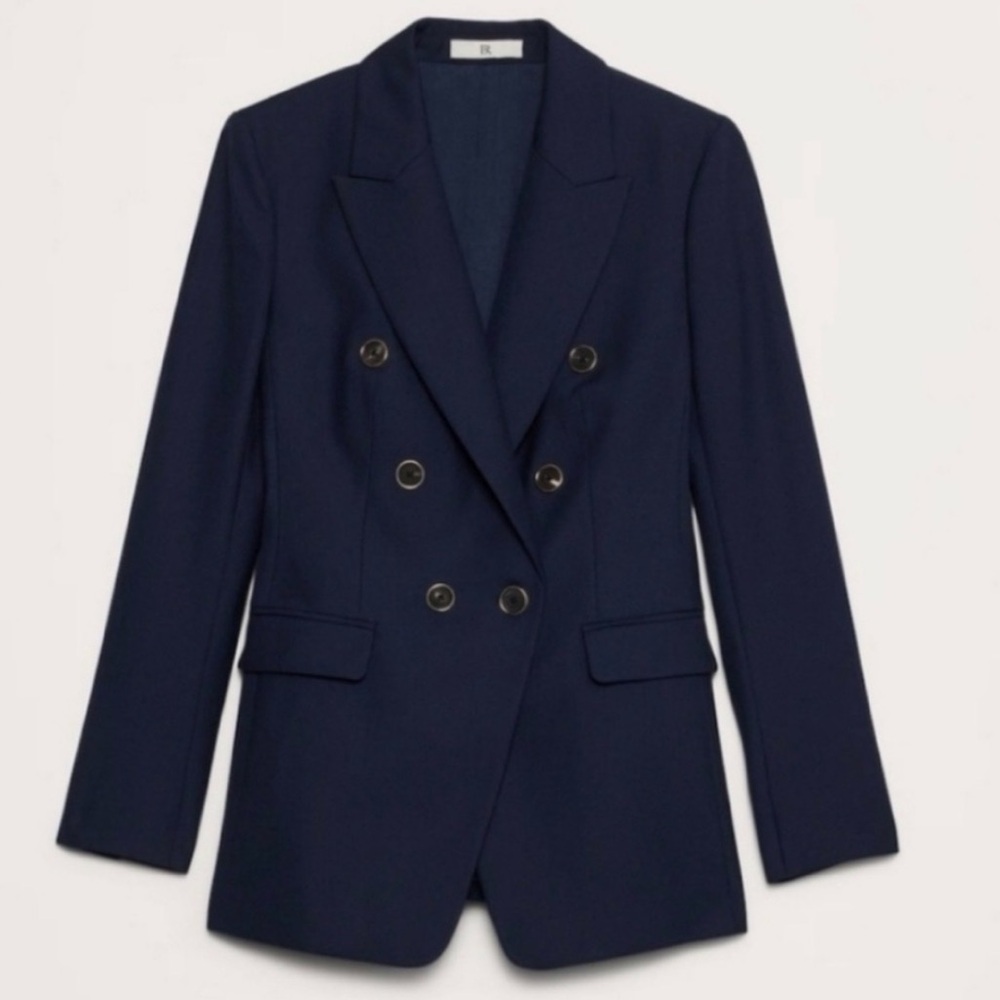 Banana Republic Stretch-Cotton Icon Blazer preppy navy size 6
